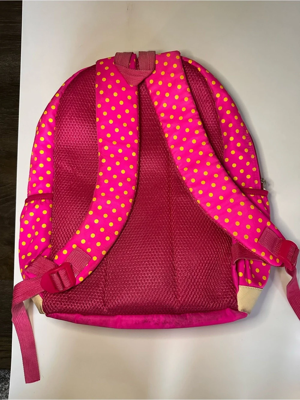 Kids Pink Polka Dot Backpack with Yellow Dots